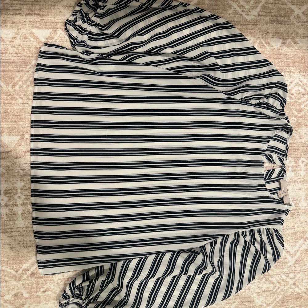 LOFT Black and White Striped Top